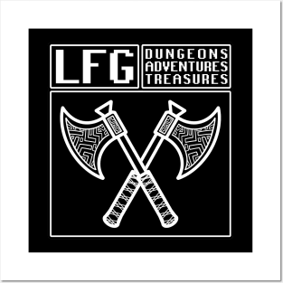 LFG Looking For Group Fighter Class Dual Axes Dungeon Tabletop RPG TTRPG Posters and Art